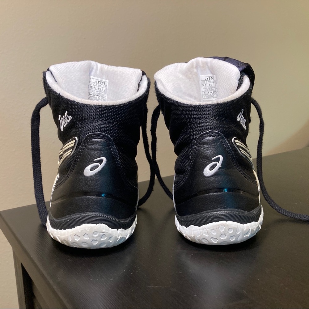Asics Fuerte Wrestling MMA Boxing Shoes Men’s Size 9.5 Black White JY503 - Picture 4 of 13